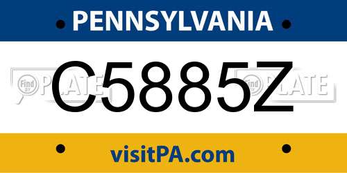 C5885Z Pennsylvania License Plate