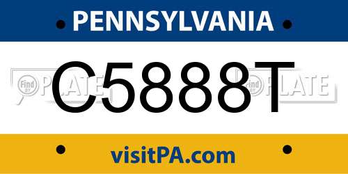 C5888T Pennsylvania License Plate