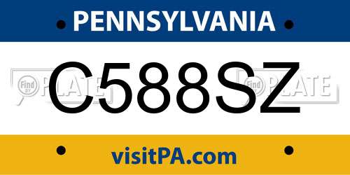 C588SZ Pennsylvania License Plate