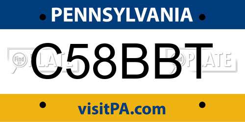 C58BBT Pennsylvania License Plate