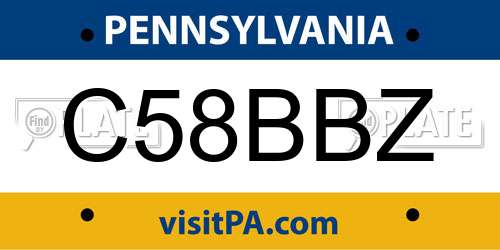 C58BBZ Pennsylvania License Plate