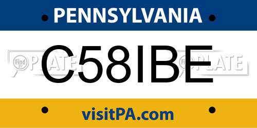 C58IBE Pennsylvania License Plate