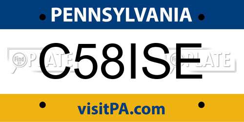 C58ISE Pennsylvania License Plate