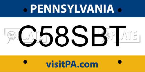 C58SBT Pennsylvania License Plate