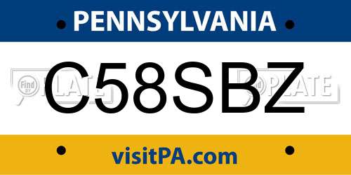 C58SBZ Pennsylvania License Plate