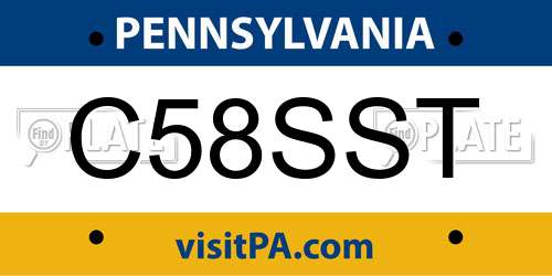 C58SST Pennsylvania License Plate