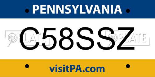 C58SSZ Pennsylvania License Plate