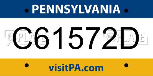 C61572D Pennsylvania License Plate