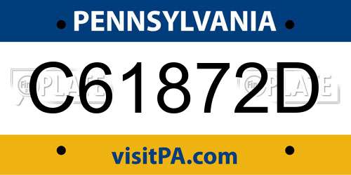 C61872D Pennsylvania License Plate