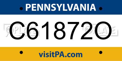 C61872O Pennsylvania License Plate