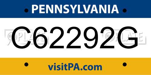 C62292G Pennsylvania License Plate