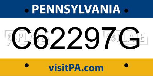 C62297G Pennsylvania License Plate