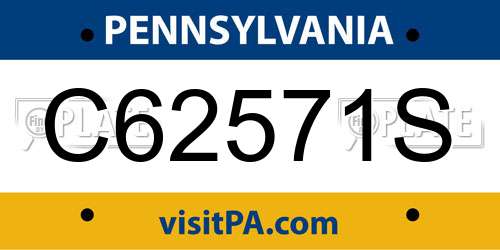 C62571S Pennsylvania License Plate