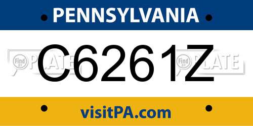 C6261Z Pennsylvania License Plate