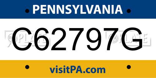 C62797G Pennsylvania License Plate