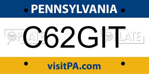 C62GIT Pennsylvania License Plate
