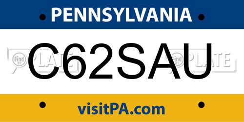 C62SAU Pennsylvania License Plate