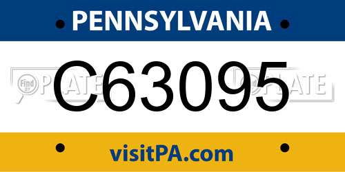 C63095 Pennsylvania License Plate