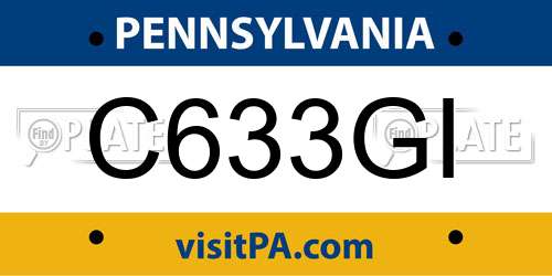 C633GI Pennsylvania License Plate