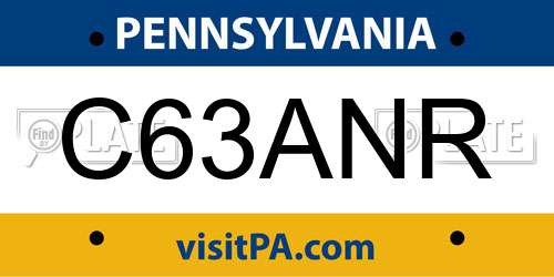 C63ANR Pennsylvania License Plate