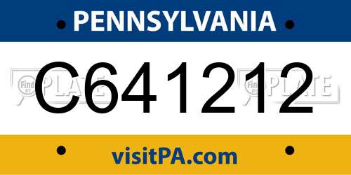 C641212 Pennsylvania License Plate
