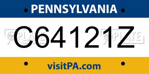 C64121Z Pennsylvania License Plate