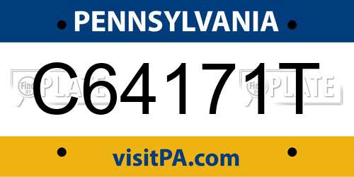 C64171T Pennsylvania License Plate