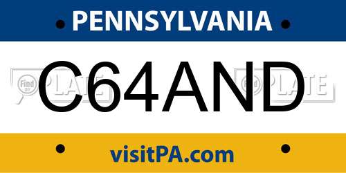 C64AND Pennsylvania License Plate