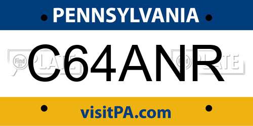 C64ANR Pennsylvania License Plate