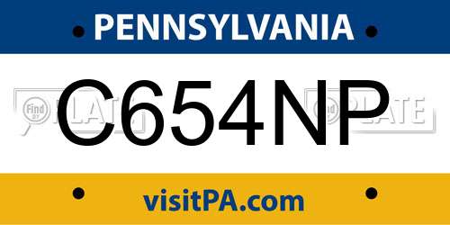 C654NP Pennsylvania License Plate