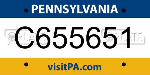 C655651 Pennsylvania License Plate