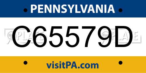 C65579D Pennsylvania License Plate