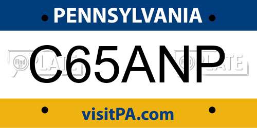 C65ANP Pennsylvania License Plate