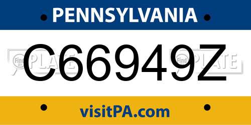 C66949Z Pennsylvania License Plate