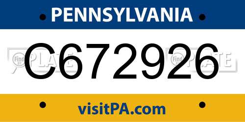 C672926 Pennsylvania License Plate