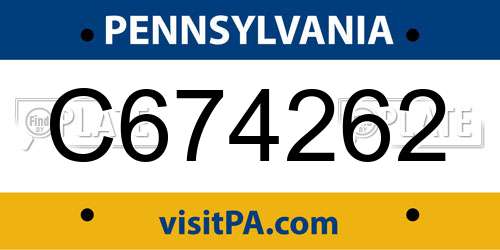 C674262 Pennsylvania License Plate