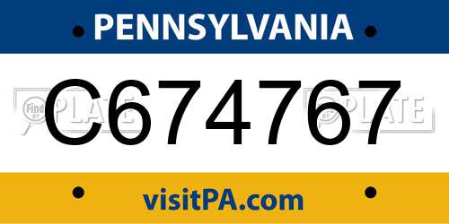 C674767 Pennsylvania License Plate