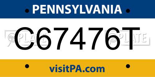 C67476T Pennsylvania License Plate