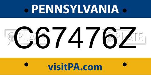 C67476Z Pennsylvania License Plate