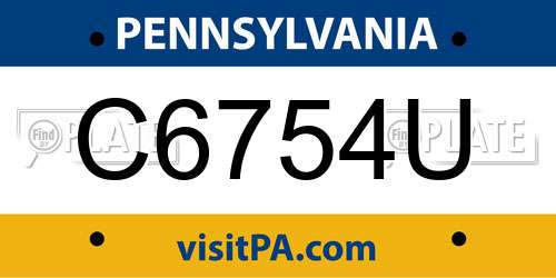 C6754U Pennsylvania License Plate
