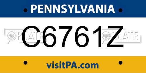 C6761Z Pennsylvania License Plate