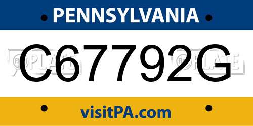 C67792G Pennsylvania License Plate