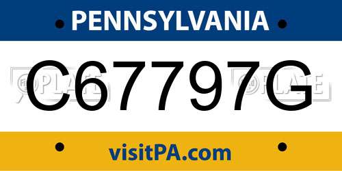 C67797G Pennsylvania License Plate