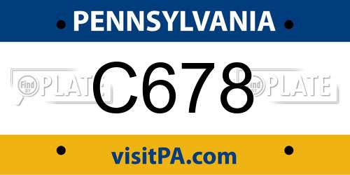 C678 Pennsylvania License Plate