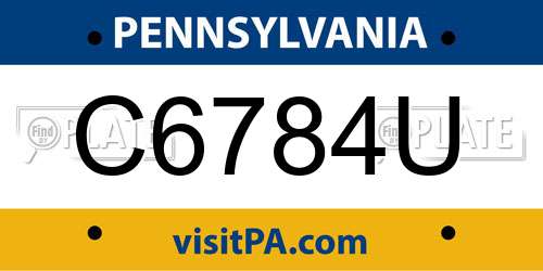 C6784U Pennsylvania License Plate