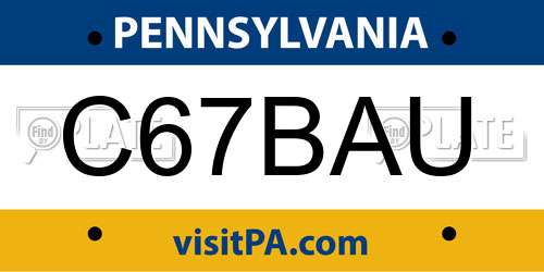 C67BAU Pennsylvania License Plate
