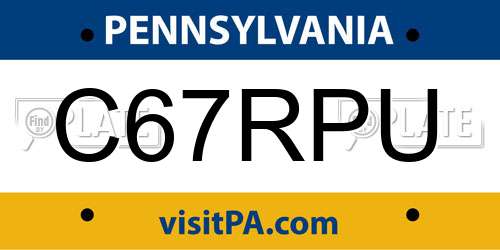 C67RPU Pennsylvania License Plate
