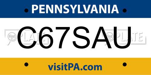 C67SAU Pennsylvania License Plate