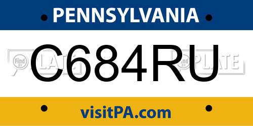 C684RU Pennsylvania License Plate