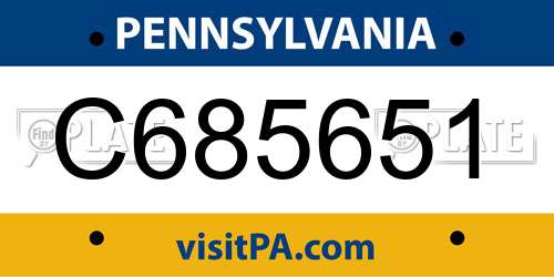 C685651 Pennsylvania License Plate
